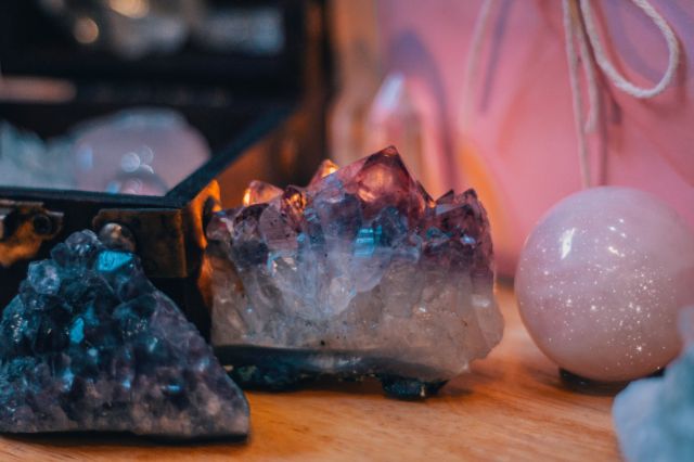 a collection of healing crystals.